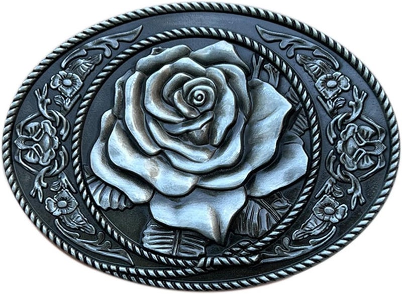 Seternaly Vintage Floral Rose Engraved Belt Buckle Western Cowboy Belt Buckles Fits 1.5 inch Belt for Men Women - Image 1
